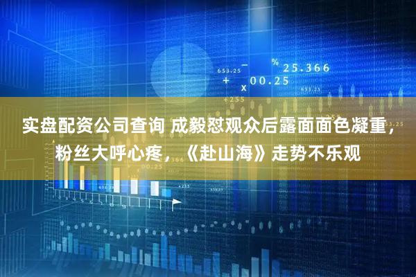 实盘配资公司查询 成毅怼观众后露面面色凝重，粉丝大呼心疼，《赴山海》走势不乐观